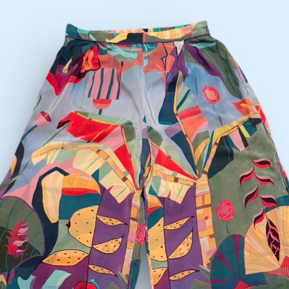 Farm Rio Tropical Wide Leg Palazzo Pants XL - Picture 9 of 12
